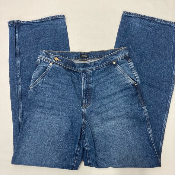 Express wide leg denim pants with unique waist - Picture 2 of 9